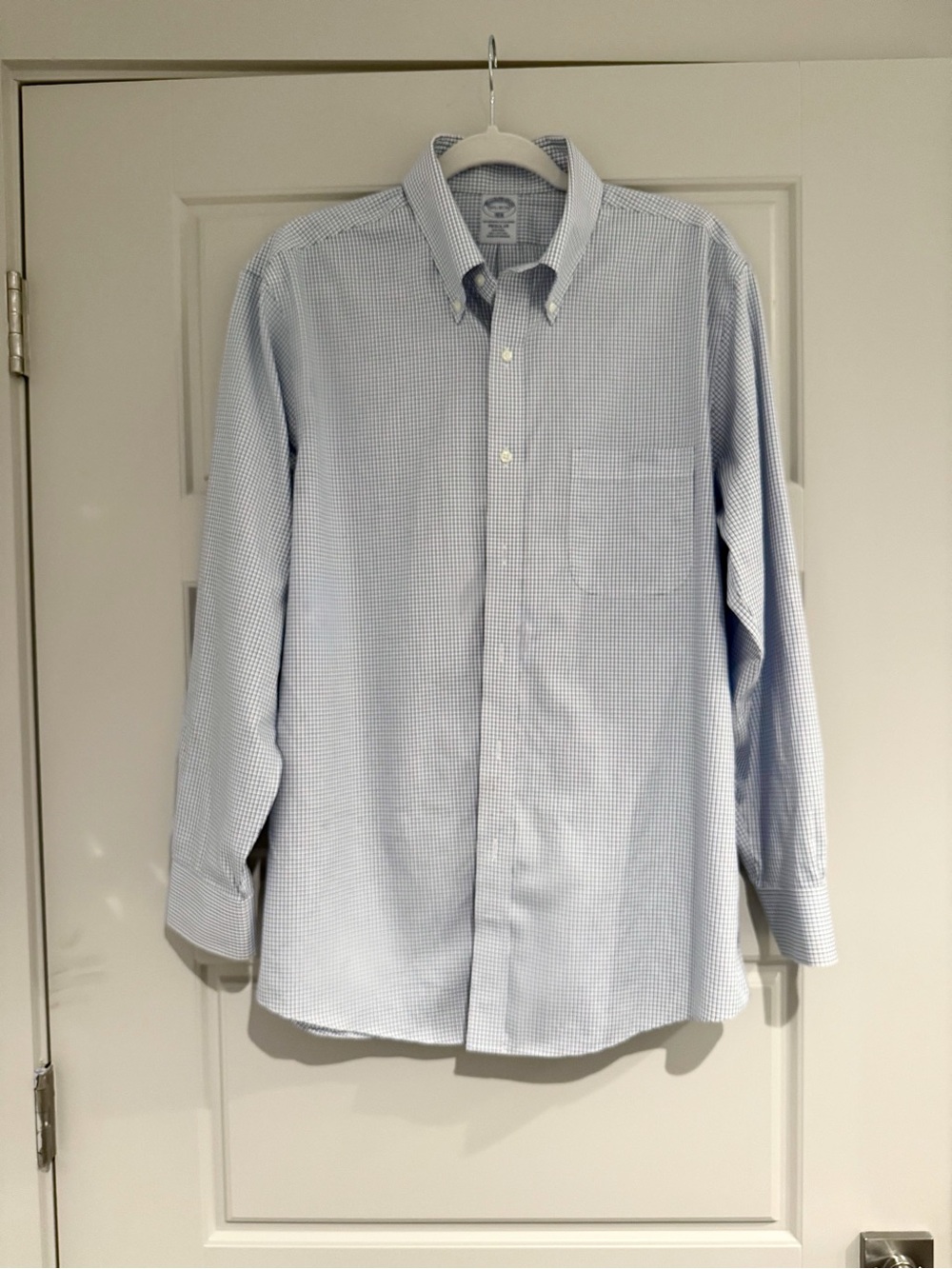 Brooks Brothers Light Blue Micro-Check Button-Down Dress Shirt